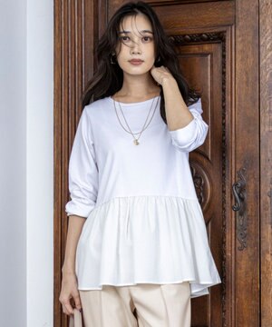 スムースコンビペプラム カットソー