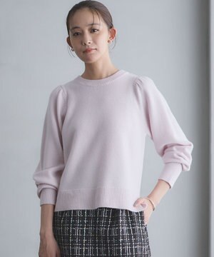  【8色展開・前後着用可】ウールカシミヤミックス パフスリーブ ニット