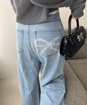  モチーフデニムタックパンツ