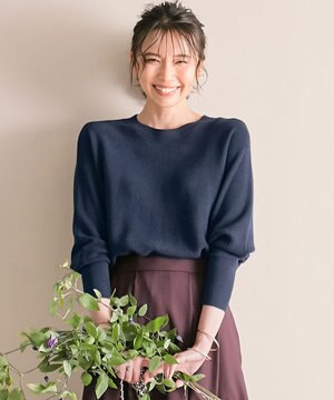  【洗える】ウールブレンド ドルマン ニット