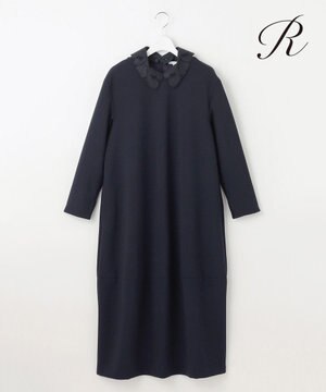  【R(アール)】ダブルクロス レース襟 ワンピース
