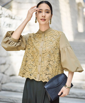 【SHIHOさん着用】レースブロッキング ブラウス