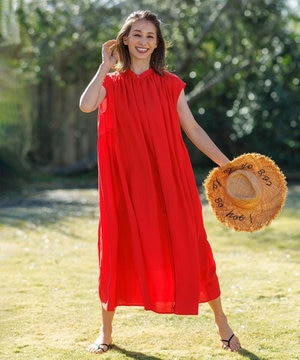  ヴィンテージシアー ギャザーワンピース