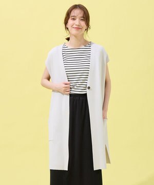  ロングニットジレ