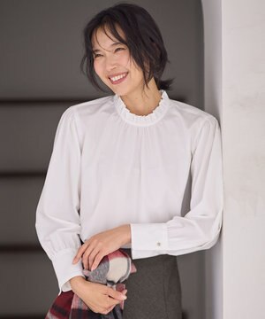  【手洗い可能/抗菌防臭/UVカット/速乾】フリルモックブラウス