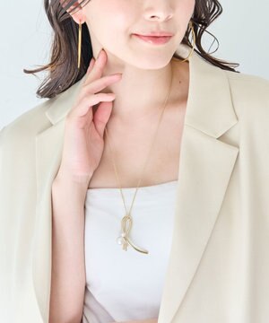  2wayクロスメタルパールブローチネックレス　ゴールド　セレモニー/入卒/式典