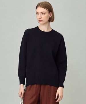  【洗える】 シンセティックダブルフェイス ニットプルオーバー