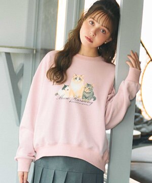  【猫カフェMOCHAコラボ】猫ちゃんプリント トレーナー