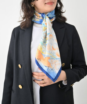 <秋の新色!>【伝統横濱スカーフ】YOKOHAMA MINATOMIRAI 大判 シルクツイル スカーフ