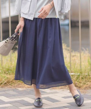  【洗える】ブライトスパンボイル スカート