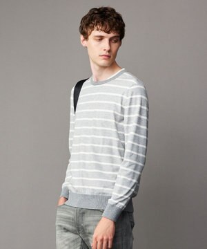  【チクチクしない/イージーケア/3シーズン対応】ハイカウントSNOWY ボーダー ニットＴ