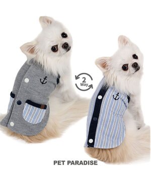  ペットパラダイス  やさしいベスト 《錨 刺繍》 背中開き 小型犬