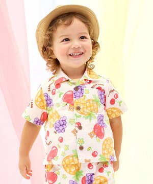  【ビーンズ×フルーツシリーズ】【80-120cm】オープンカラーシャツ