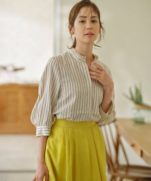  【WEB限定】ナイロンレーヨン スキッパーブラウス