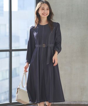  【洗える】デニムライクシャンブレー ワンピース