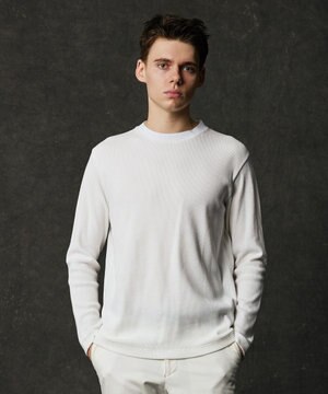  【キングサイズ・サスティナブル/MADE IN JAPAN/ストレッチ】ラフィーコットンワッフルクルーネックＴシャツ