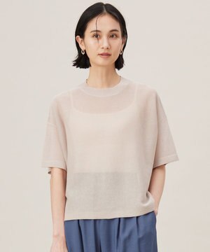 【アンサンブル対応・洗える】ドライシアーファインゲージクロップド丈 ニット