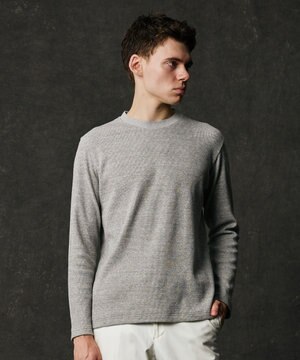 【サスティナブル/MADE IN JAPAN/ストレッチ】ラフィーコットンワッフル クルーネックＴシャツ
