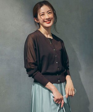  【洗える】シャイニーシアー ドルマンスリーブ カーディガン