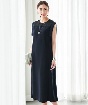  【UVケア・接触冷感・速乾・洗える】 FluidBackSatin デザインワンピース