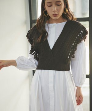 【洗える】カシミヤブレンドバルキーデザインニットベスト