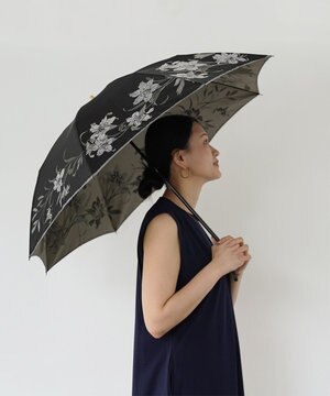  絵おり 百合(ゆり) 折りたたみ傘 ブラック