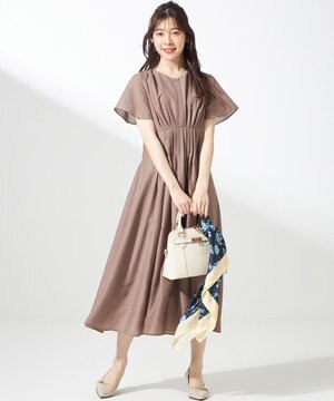 【洗える】ピンタックハイウエスト ワンピース