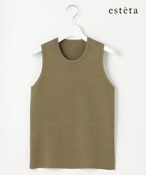  【エステータ】コットンシルク ノースリーブニット