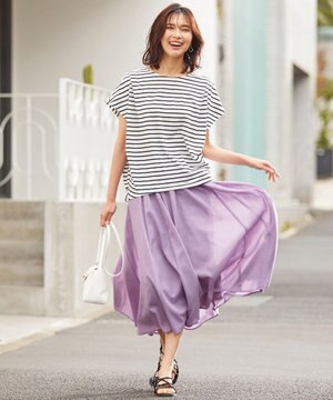 【シワになりにくい】シャンブレーライク スカート