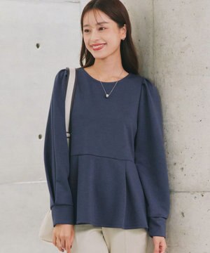  【洗える】ダイバー裾フレアプルオーバー