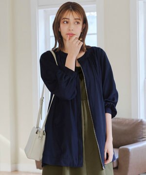  【洗える】シアーロングブルゾン