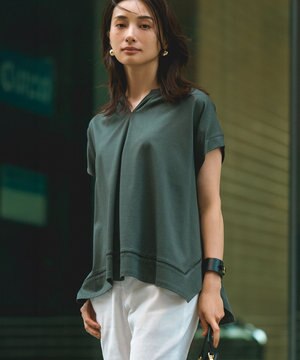  【洗える】ラダーレースジャージー カットソー