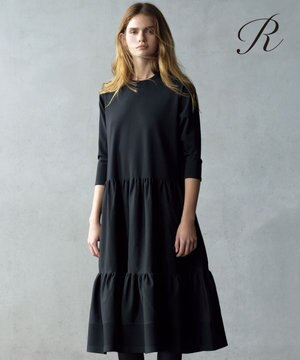  【R(アール)】フォルムニット ティアード ワンピース