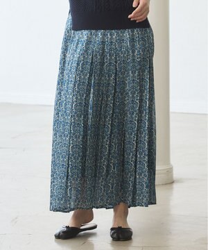  【WOMEN】オリジナルタイルプリント ワイドプリーツスカート