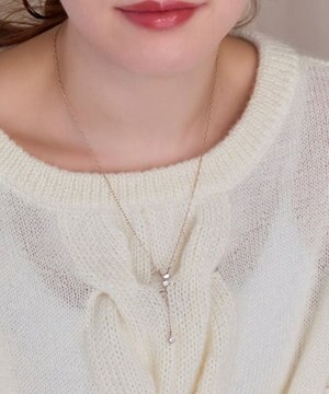  【金属アレルギー対応】ラディアンスビジューYラインネックレス　ゴールド