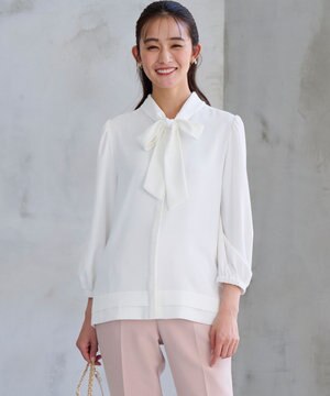 【KUMIKYOKU NAVY】ジョーゼットシフォン2WAY ボウタイブラウス