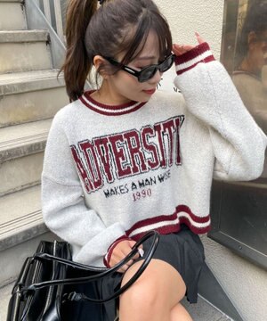  ラインリブフラッフィーショートニット