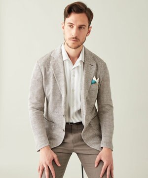 ノルマンディー カーディガンジャケット ヘリンボーン