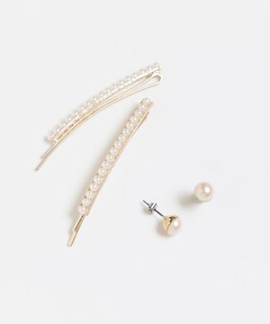  <オンワード限定セット>2setプチパールヘアピン×ワンポイントパールピアス