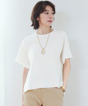 【接触冷感・UVカット・洗える】クレープストレッチAライン ニット