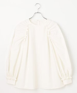  【セレモニーにも】下から着られちゃう！ギャザーショルダーブラウス