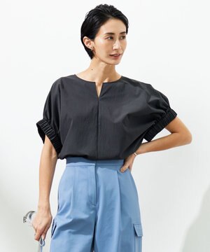  【接触冷感・UVカット・洗える】ヴィンテージスパンブロード デザインブラウス