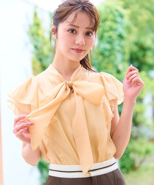  リボンタイフリルブラウス