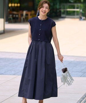  【Oggi8月号掲載/洗える】ニットレイヤード ワンピース