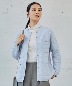  【WEB限定カラーあり・洗える】テクスチャーコットンブレンドニット アウター