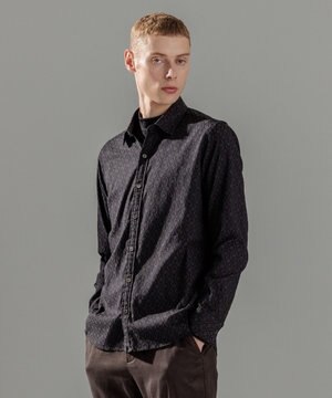  オーナメントジャガードストレッチ　レギュラーカラーシャツ