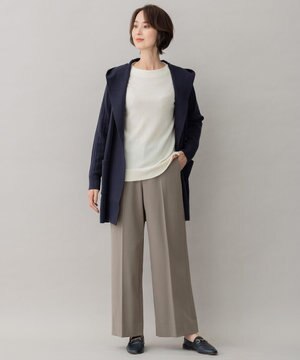 【裏起毛/撥水加工】TRギャバ ワイドクロップドパンツ