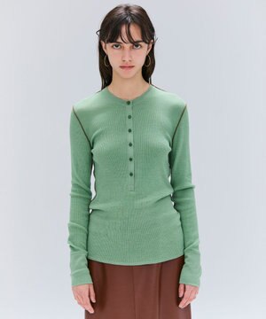  【洗える・GISELe 10月号掲載】FORD / ウール配色メローヘンリーネックカットソー