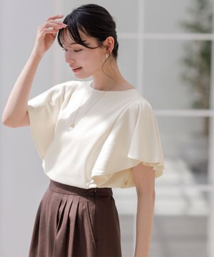 【接触冷感・UVケア】着映えフリルスリーブ カットソー