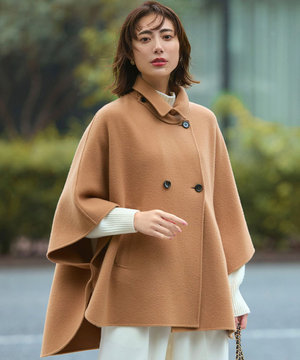 【見上愛さん着用/Oggi12月号掲載】ウールライトリバー ポンチョシルエット コート